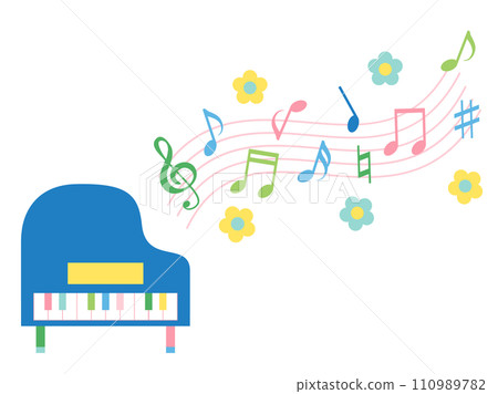 色彩繽紛的鋼琴和音符 110989782