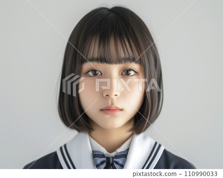 劉海和鮑勃女學生的肖像(AI 生成圖像) 劉海和鮑勃女學生的肖像(AI 生成圖像) 110990033