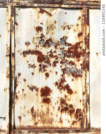 Rusty metal background with streaks of rust. Corroded metal background. Rust stains. Rusty corrosion. 110991148