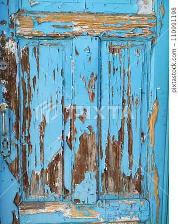 Old wooden painted blue rustic background with cracked paint Old wooden painted blue rustic background with cracked paint 110991198