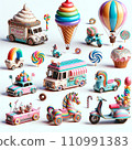 Fancy vehicle collection with sweets motif 110991383
