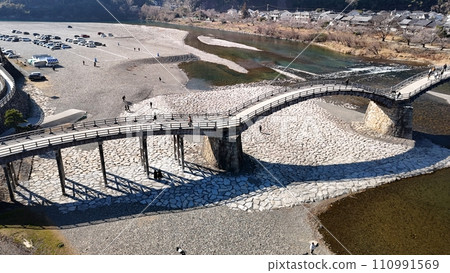 Iwakuni City, Yamaguchi Prefecture, scenic spot [Kintaikyo Bridge] Drone aerial photography_No29 110991569