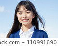 High school girl smiling healthy against the blue sky AI generated 110991690