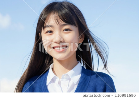 藍天下健康微笑的女高中生 AI 生成 藍天下健康微笑的女高中生 AI 生成 110991690