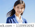High school girl smiling healthy against the blue sky AI generated 110991692