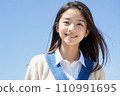 High school girl smiling healthy against the blue sky AI generated 110991695
