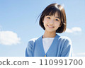 High school girl smiling healthy against the blue sky AI generated 110991700