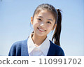 High school girl smiling healthy against the blue sky AI generated 110991702