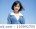 High school girl smiling healthy against the blue sky AI generated 110991705