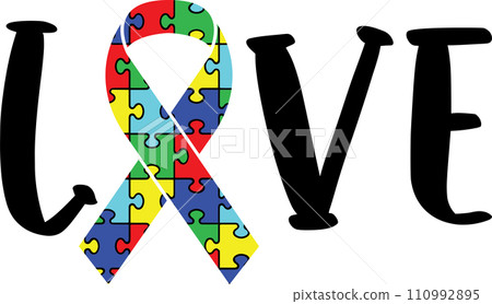 Love Autism Awareness, Proud Autism, Autism Day, Vector Illustration File Love Autism Awareness, Proud Autism, Autism Day, Vector Illustration File 110992895