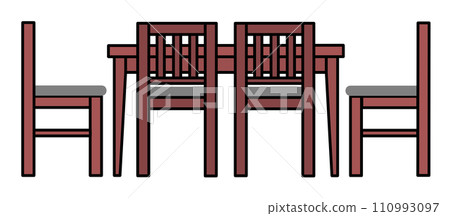 Furniture illustration of tables and chairs used in dining tables and restaurants Furniture illustration of tables and chairs used in dining tables and restaurants 110993097