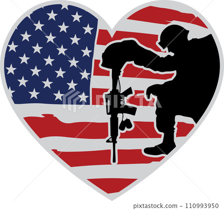 American Flag Heart with Soldier Veteran, Patriotic Military, Fourth of July, Memorial Day Vector Illustration File American Flag Heart with Soldier Veteran, Patriotic Military, Fourth of July, Memorial Day Vector Illustration File 110993950