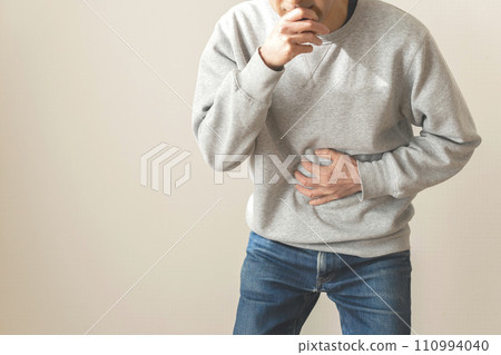 Man with abdominal pain body parts Man with abdominal pain body parts 110994040