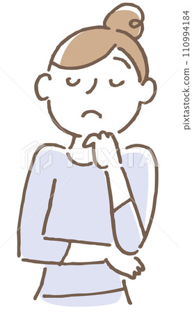 woman with one arm crossed woman with one arm crossed 110994184