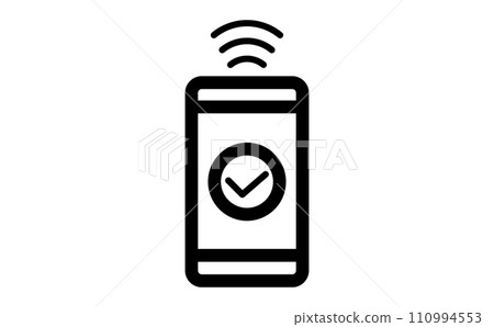 行動支付通訊的黑線繪圖圖標 行動支付通訊的黑線繪圖圖標 110994553