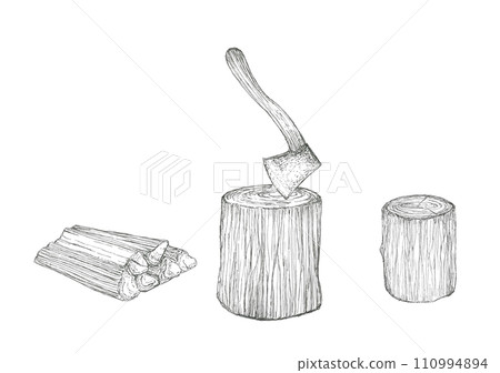 靈感來自砍柴的手繪插圖 110994894