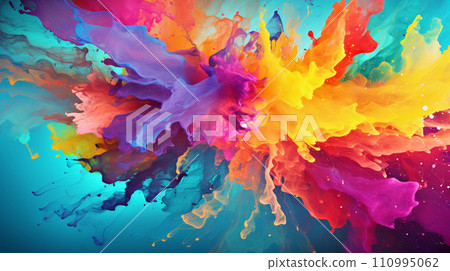 Vibrant abstract background with mixing and swirling of paint liquid 110995062