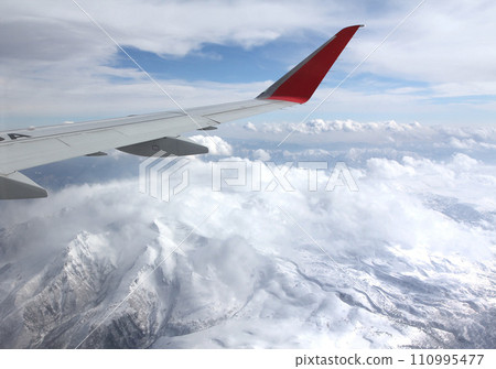 Aerial view of the Taisetsu Mountains in winter, the roofs of Hokkaido Aerial view of the Taisetsu Mountains in winter, the roofs of Hokkaido 110995477