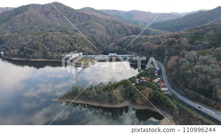 Kawachi-cho, Higashihiroshima City [Mukunashi Dam] Drone aerial photography_No13 110996244