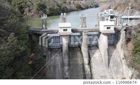 Kure City, Hiroshima Prefecture [Second Class Dam/Nikyou Gorge] Drone Aerial Photography_No04 110996674