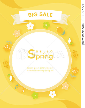 Hello spring vector background with flowers 110997721