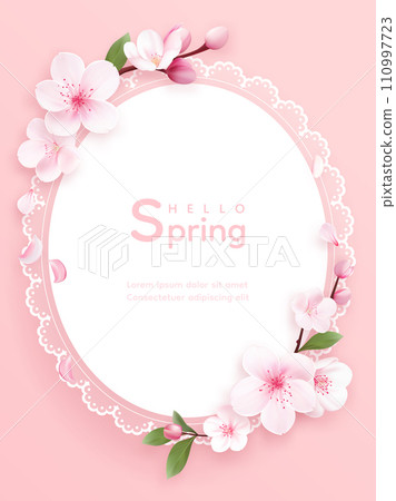 Hello spring vector background with flowers 110997723