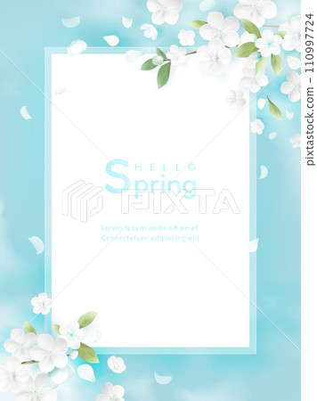 Hello spring vector background with flowers 110997724
