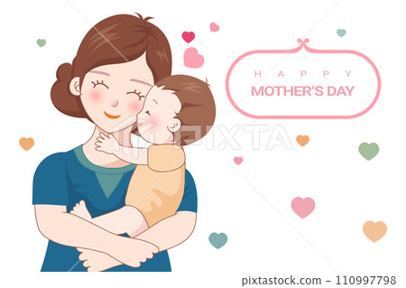 Card on mothers day mother holding baby vector for happy mothers day background 110997798