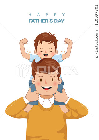 Happy fathers day dad with his son 110997801