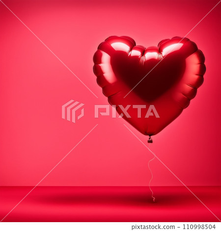 Red color Heart shaped balloon isolated on red background Red color Heart shaped balloon isolated on red background 110998504