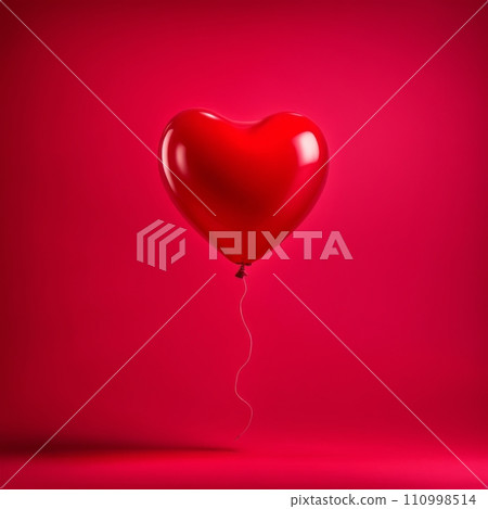 Red color Heart shaped balloon isolated on red background Red color Heart shaped balloon isolated on red background 110998514