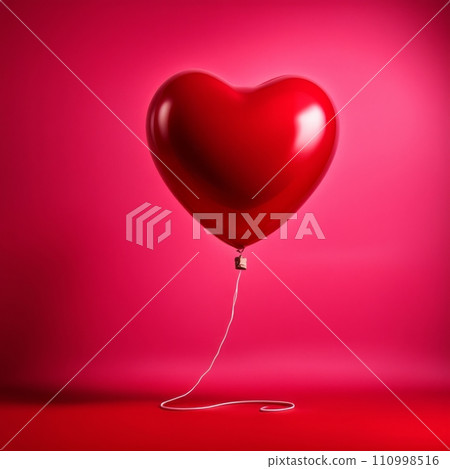 Red color Heart shaped balloon isolated on red background Red color Heart shaped balloon isolated on red background 110998516