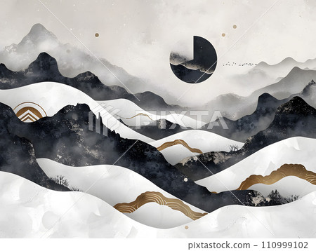 Golden concept art background representing the spirit of zen Golden concept art background representing the spirit of zen 110999102
