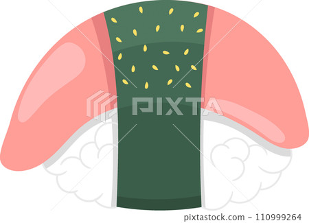 illustration of Japanese food icon, sushi rice balls with salmon and seaweed illustration of Japanese food icon, sushi rice balls with salmon and seaweed 110999264