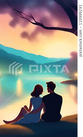 Couple sitting on the lake wallpapers for I pad, Notebook cover, I phone, tab mobile high quality images Couple sitting on the lake wallpapers for I pad, Notebook cover, I phone, tab mobile high quality images 110999291