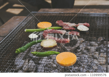 barbecue, barbecued, barbeque 110999576