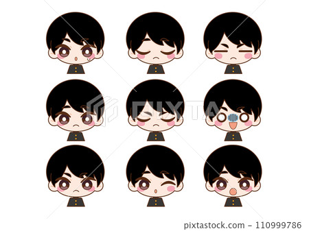 各種面部表情的男學生插圖集 各種面部表情的男學生插圖集 110999786