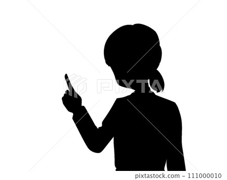 一個女人用手指指著的剪影 一個女人用手指指著的剪影 111000010