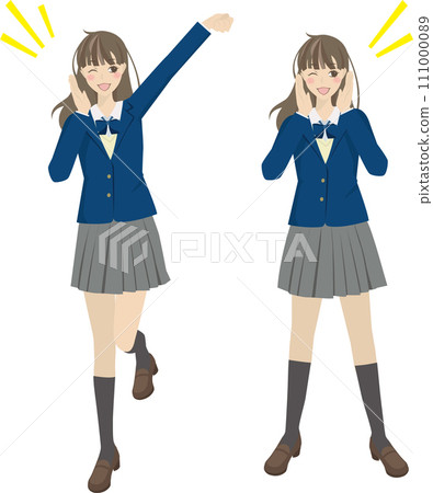 Illustration of a female student cheering 111000089