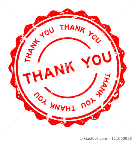 Grunge red thank you word round rubber seal stamp on white background Grunge red thank you word round rubber seal stamp on white background 111000958