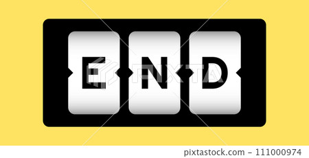 Black color in word end on slot banner with yellow color background 111000974