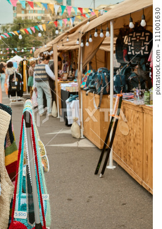 Street Weekend Market. Handmade clothes and accessories. Almaty Street Weekend Market. Handmade clothes and accessories. Almaty 111001630