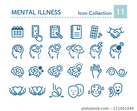 Mental illness related icon set 111001840
