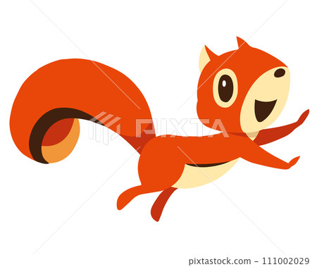 Hand-drawn cute squirrel character 21 (jump pose) Hand-drawn cute squirrel character 21 (jump pose) 111002029
