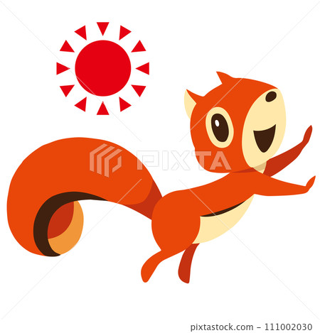 Hand-drawn cute squirrel character 22 (good morning pose) Hand-drawn cute squirrel character 22 (good morning pose) 111002030