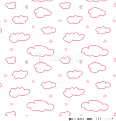 Pink clouds and hearts seamless pattern vector illustration Pink clouds and hearts seamless pattern vector illustration 111002226
