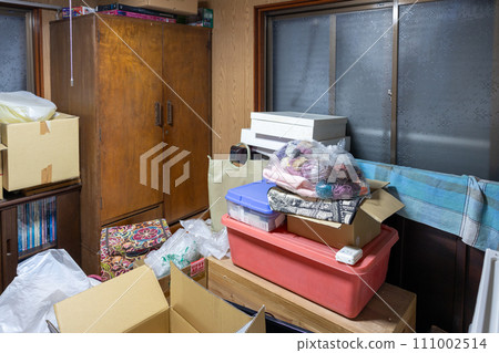 Storage room (closet) in an old house with lots of things 111002514