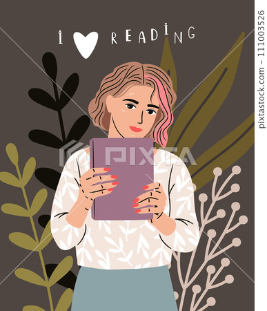Reading concept. The girl is holding a closed book in her hands. Young woman gets education 111003526