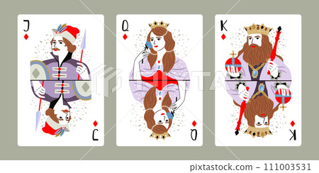 King, Queen, Jack of Diamonds deck set 111003531