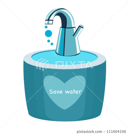 Illustration of a wash basin with a drop coming out of the faucet Illustration of a wash basin with a drop coming out of the faucet 111004198